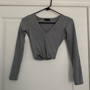 Grey Cropped Long Sleeve